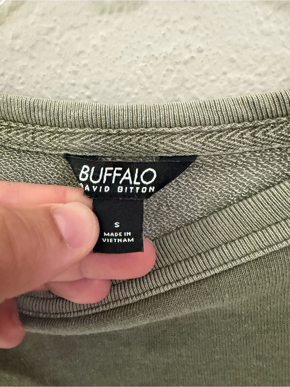 Buffalo David Bitton Olive Pullover Sweatshirt Relaxed Fit Size S - Picture 3 of 5